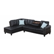 Devion Furniture Faux Leather Sectional Sofa with Ottoman-Black