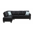 Devion Furniture Faux Leather Sectional Sofa with Ottoman-Black
