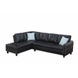 Devion Furniture Faux Leather Sectional Sofa with Ottoman-Black