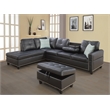 Devion Furniture Faux Leather Sectional Sofa with Ottoman-Black