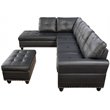 Devion Furniture Faux Leather Sectional Sofa with Ottoman-Black