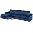 Devion Furniture Modern Velvet Sectional Sofa in Blue/Gold legs