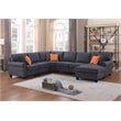 Devion Furniture Woven Fabric U-Shaped Sectional Sofa in Dark Gray