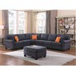 Devion Furniture Woven Fabric U-Shaped Sectional Sofa in Dark Gray