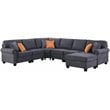 Devion Furniture Woven Fabric U-Shaped Sectional Sofa in Dark Gray