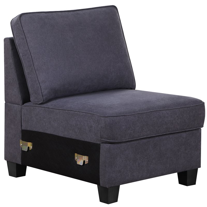 Devion Furniture Woven Fabric U-Shaped Sectional Sofa in Dark Gray