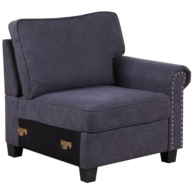Devion Furniture Woven Fabric U-Shaped Sectional Sofa in Dark Gray