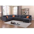 Devion Furniture Woven Fabric U-Shaped Sectional Sofa in Dark Gray
