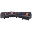Devion Furniture Woven Fabric U-Shaped Sectional Sofa in Dark Gray