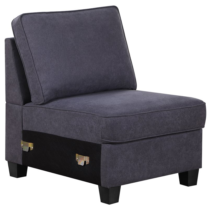 Devion Furniture Woven Fabric U-Shaped Sectional Sofa in Dark Gray