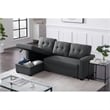 Devion Furniture Polyester Fabric Reversible Sleeper Sectional Sofa-Dark Gray