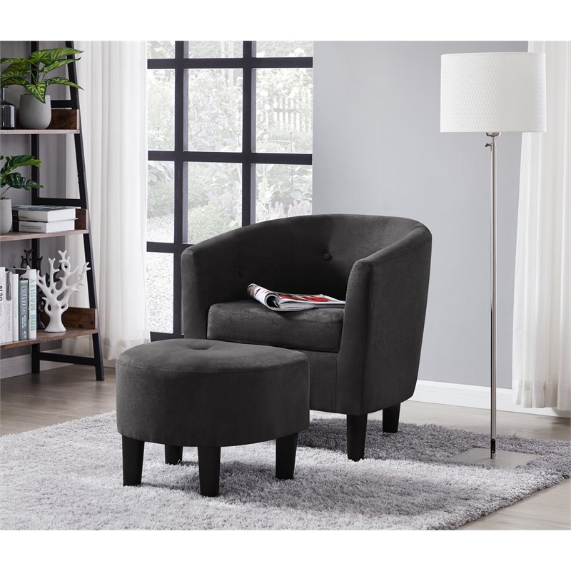 dark gray chair with ottoman