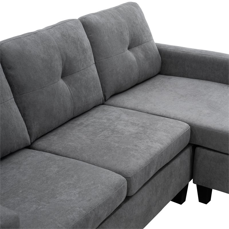 Devion Furniture Polyester Fabric Sectional Sofa in Gray