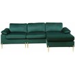 Devion Furniture Modern Velvet Sectional Sofa in Green/Gold legs