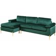 Devion Furniture Modern Velvet Sectional Sofa in Green/Gold legs