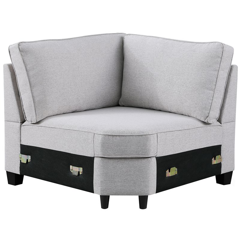 Devion Furniture Polyester Fabric U-Shaped Sectional Sofa in Light Gray