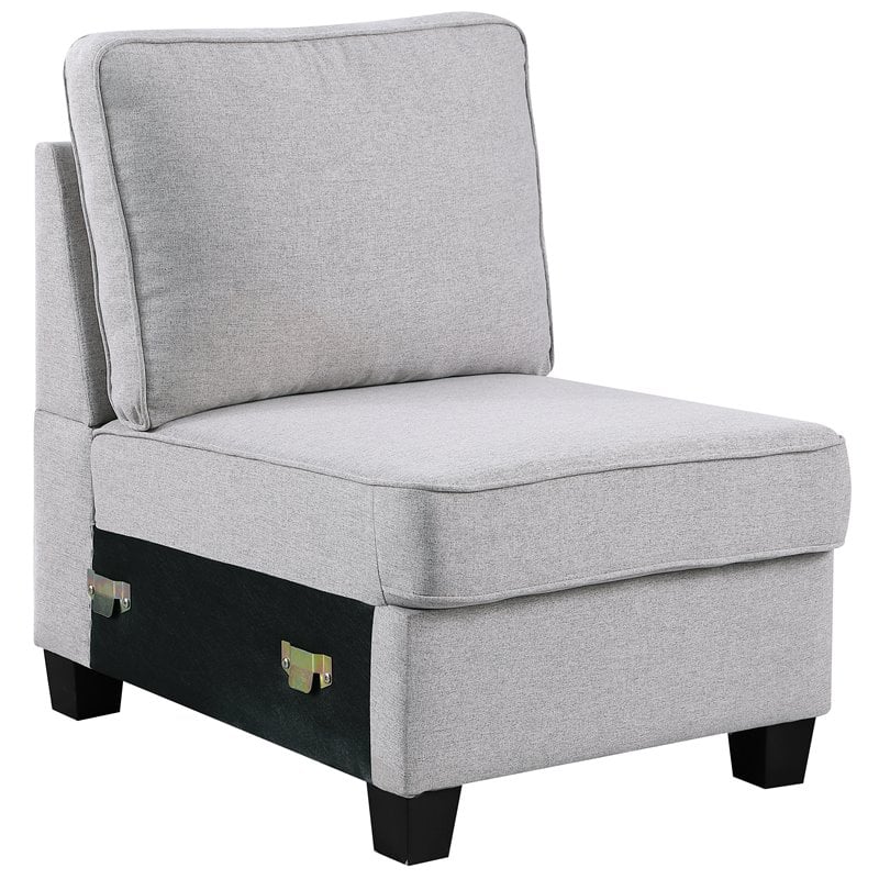 Devion Furniture Polyester Fabric U-Shaped Sectional Sofa in Light Gray
