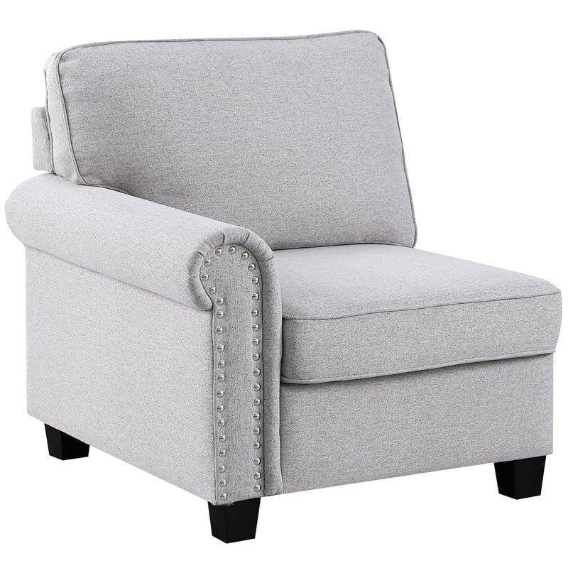 Devion Furniture Polyester Fabric U-Shaped Sectional Sofa in Light Gray
