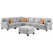 Devion Furniture Polyester Fabric U-Shaped Sectional Sofa in Light Gray