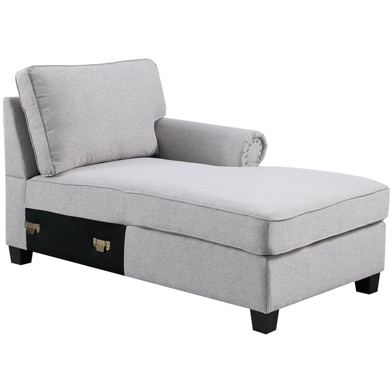 Devion Furniture Polyester Fabric U-Shaped Sectional Sofa in Light Gray