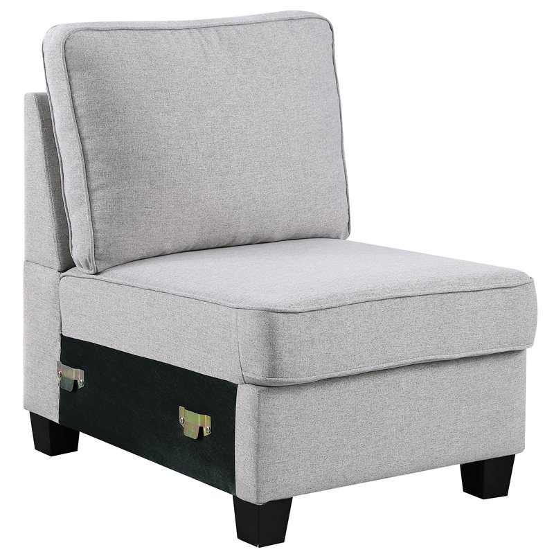 Devion Furniture Polyester Fabric U-Shaped Sectional Sofa in Light Gray