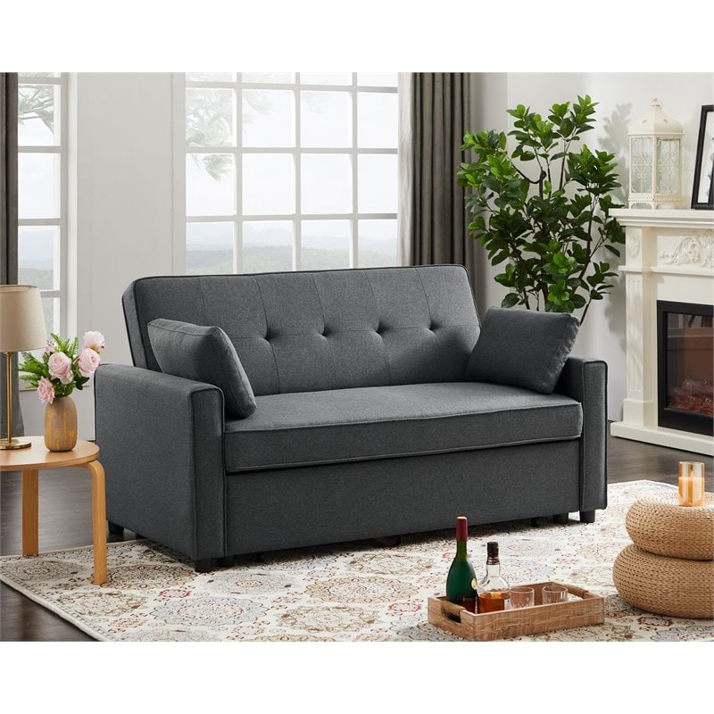 Devion Furniture Fabric Loveseat Pull out Sleeper Sofa BedGray Cymax
