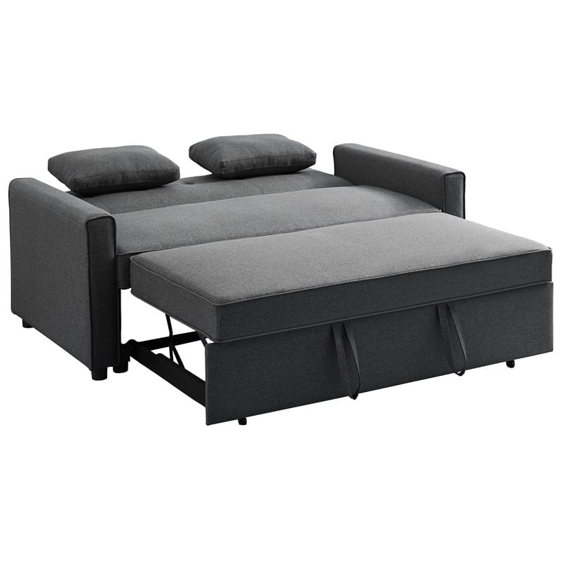 Devion Furniture Fabric Loveseat Pull out Sleeper Sofa Bed-Gray | Cymax ...