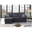 Reversible Fabric Sleeper Sofa Bed & Chaise with Cup Holder-Dark Gray