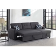 Reversible Fabric Sleeper Sofa Bed & Chaise with Cup Holder-Dark Gray