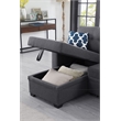 Reversible Fabric Sleeper Sofa Bed & Chaise with Cup Holder-Dark Gray