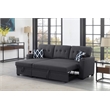 Reversible Fabric Sleeper Sofa Bed & Chaise with Cup Holder-Dark Gray