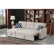 Reversible Fabric Sleeper Sofa Bed & Chaise with Cup Holder-Beige