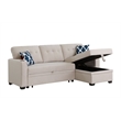 Reversible Fabric Sleeper Sofa Bed & Chaise with Cup Holder-Beige