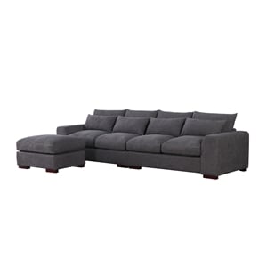 123.24'' Fabric Square Arm Modular Reversible Sectional Sofa & Ottoman-Dark Gray