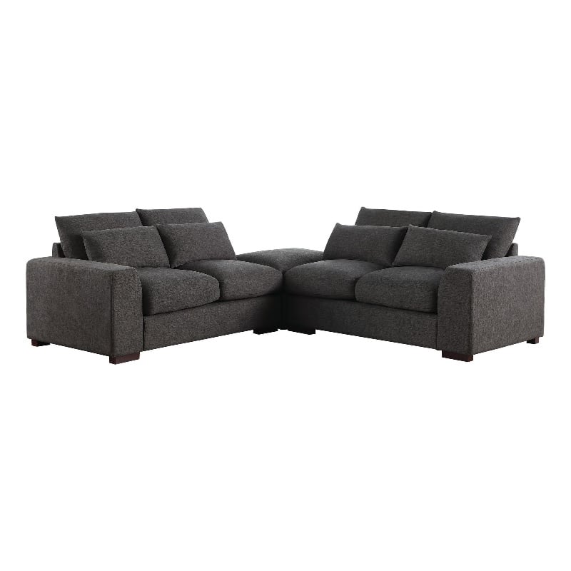 123.24'' Fabric Square Arm Modular Reversible Sectional Sofa & Ottoman-Dark Gray