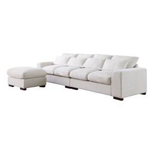 123.24'' Fabric Square Arm Modular Reversible Sectional Sofa & Ottoman-Beige