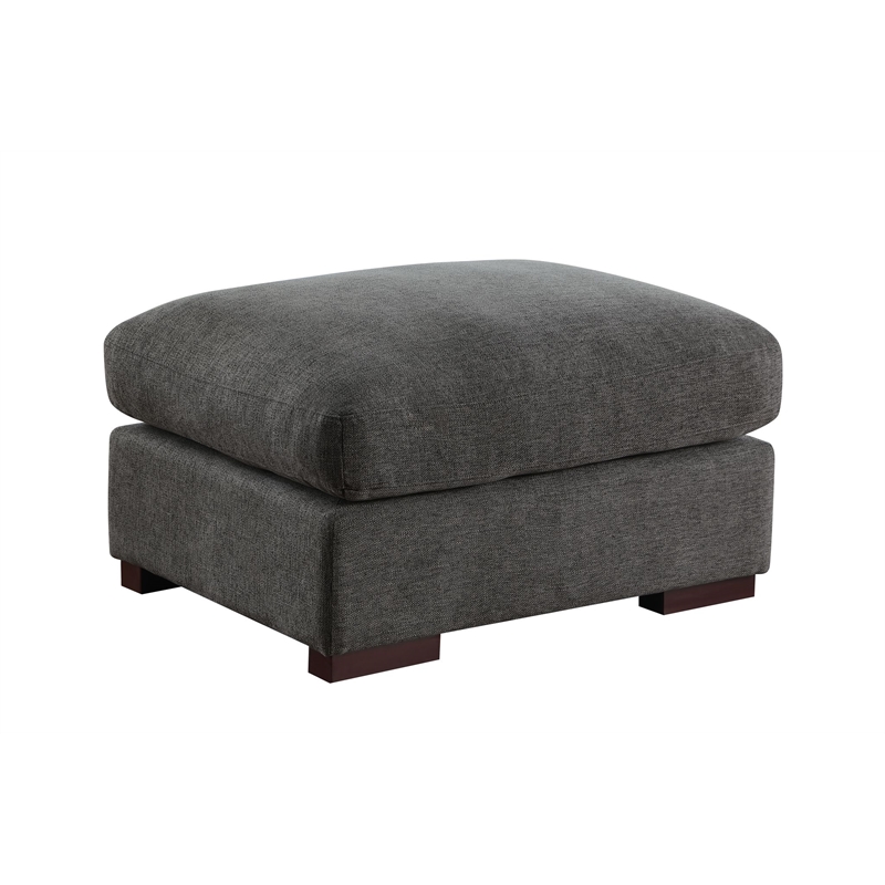 Reversible Modular Sectional Fabric Sofa With Two Ottoman-Dark Gray