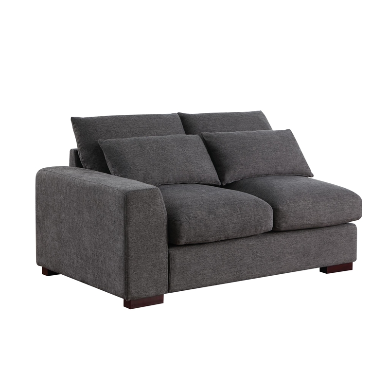 Reversible Modular Sectional Fabric Sofa With Two Ottoman-Dark Gray