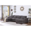Reversible Modular Sectional Fabric Sofa With Two Ottoman-Dark Gray