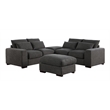 Reversible Modular Sectional Fabric Sofa With Two Ottoman-Dark Gray