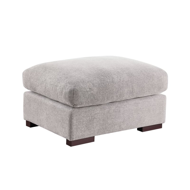 Reversible Modular Sectional Fabric Sofa With Two Ottoman-Light Gray