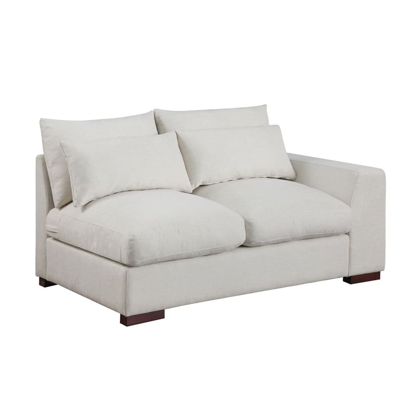 Reversible Modular Sectional Fabric Sofa With Two Ottoman-Beige