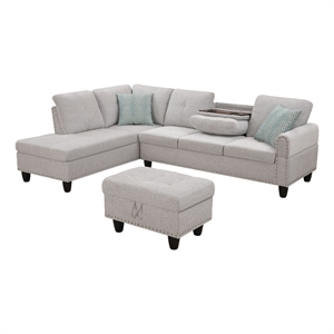 devion furniture polyester fabric sectional sofa with ottoman