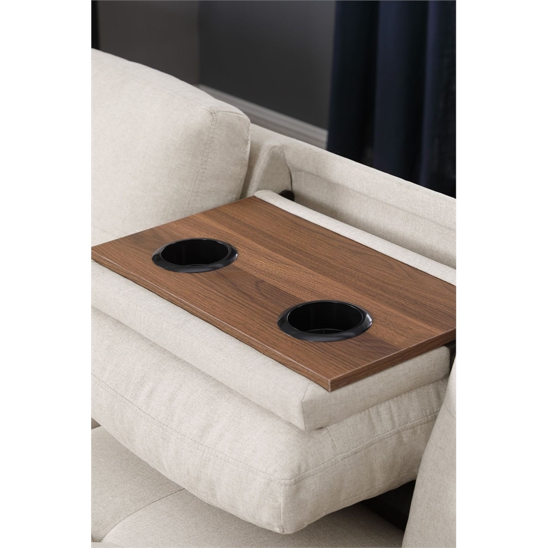 Devion Furniture Polyester Fabric Sectional Sofa with Ottoman-Beige