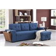 Fabric Reversible Modern Side Compartment Sleeper Sectional Sofa Bed-Blue