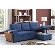 Fabric Reversible Modern Side Compartment Sleeper Sectional Sofa Bed-Blue
