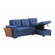 Fabric Reversible Modern Side Compartment Sleeper Sectional Sofa Bed-Blue