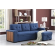 Fabric Reversible Modern Side Compartment Sleeper Sectional Sofa Bed-Blue