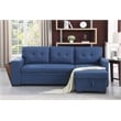 Fabric Reversible Modern Side Compartment Sleeper Sectional Sofa Bed-Blue