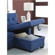 Fabric Reversible Modern Side Compartment Sleeper Sectional Sofa Bed-Blue